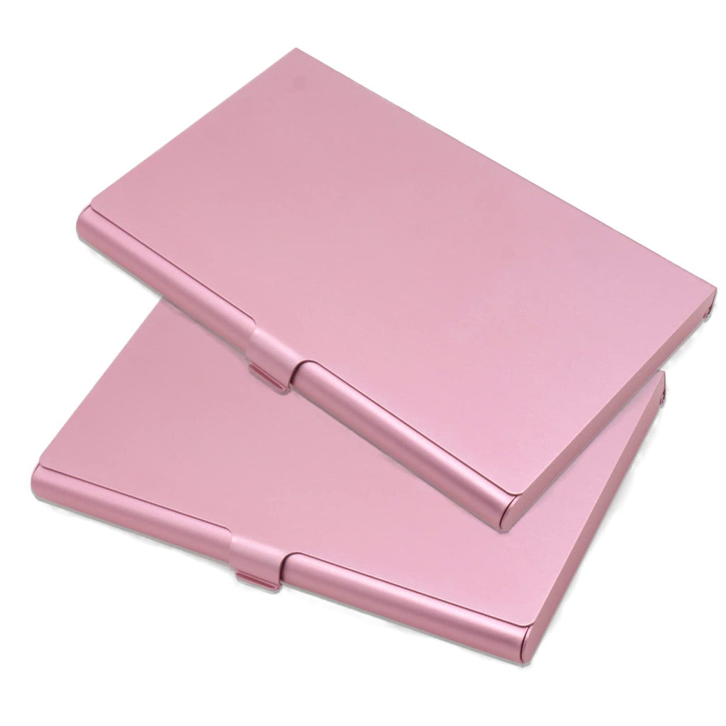 2-Pack Gold Aluminum Business Card Holder Slim Flip Pocket Case