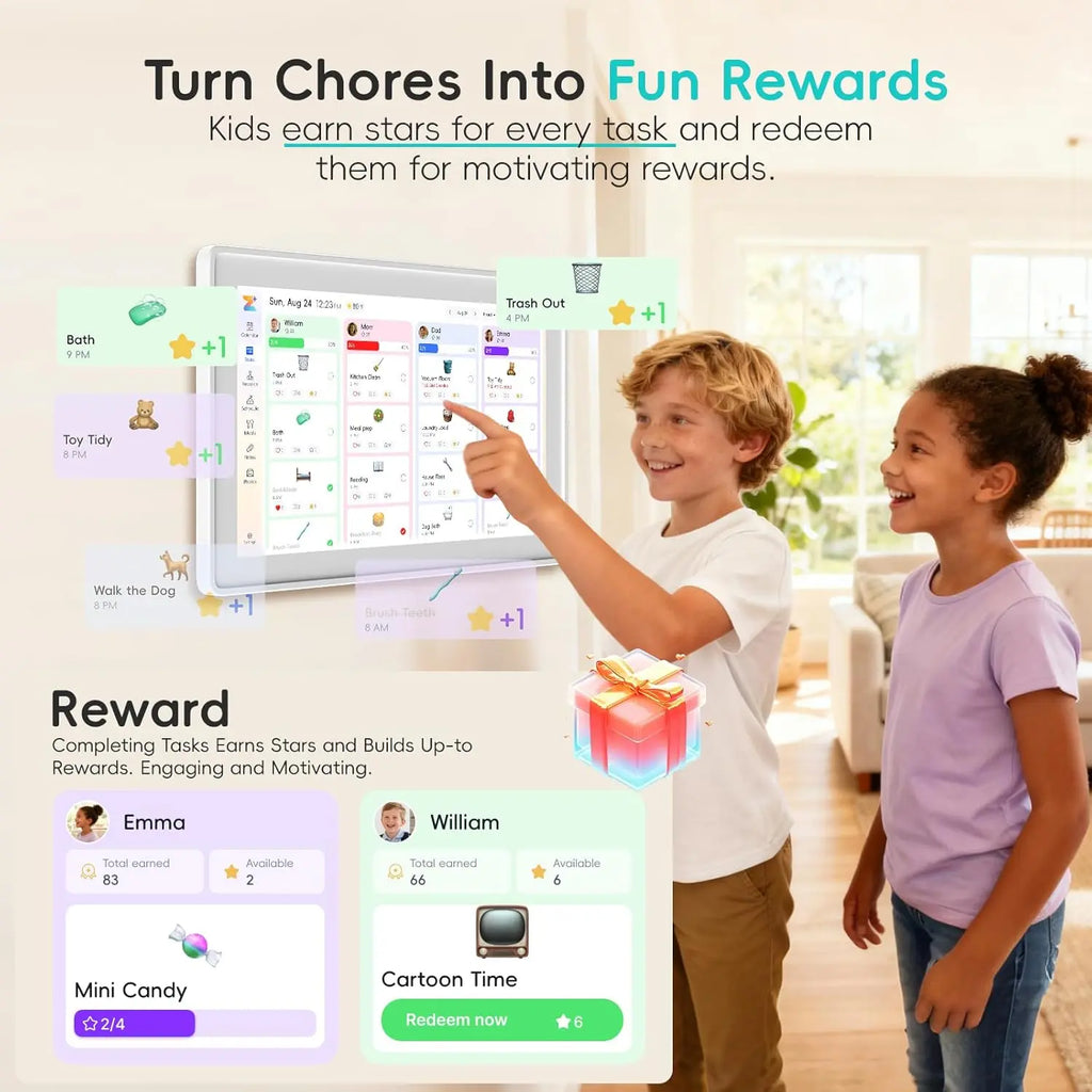 EKoio 10.1" Digital Calendar Frame – Interactive Touchscreen Eletronic Calendars, Smart Family Planner for Schedule, Photo Display, Meals, Chore Chart & Tasks, Wall & Desk Mountable