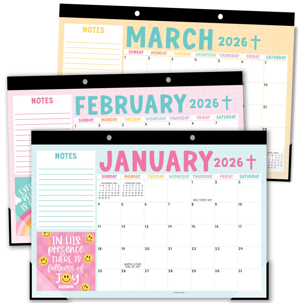 Hadley Designs 2026-2027 18-Month 11x17 in Desk Calendar - Teacher Planner, Office Accessories, Office Stationery, Monthly Grids, 18-Month Layout for Back to School Planning