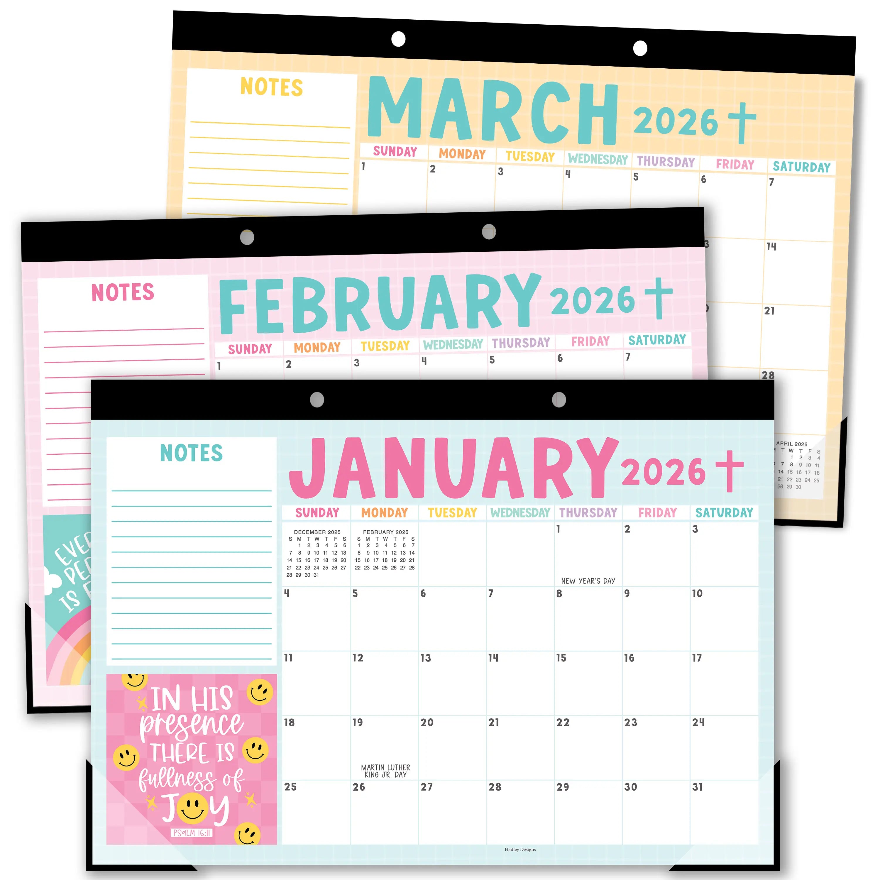 Hadley Designs 2026-2027 18-Month 11x17 in Desk Calendar - Teacher Planner, Office Accessories, Office Stationery, Monthly Grids, 18-Month Layout for Back to School Planning