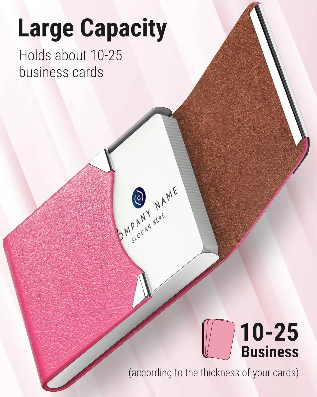 MaxGear Business Card Holder, Slim PU Leather & Stainless Steel Office Accessories, RFID Blocking Name Card Case with Magnetic Closure for Men