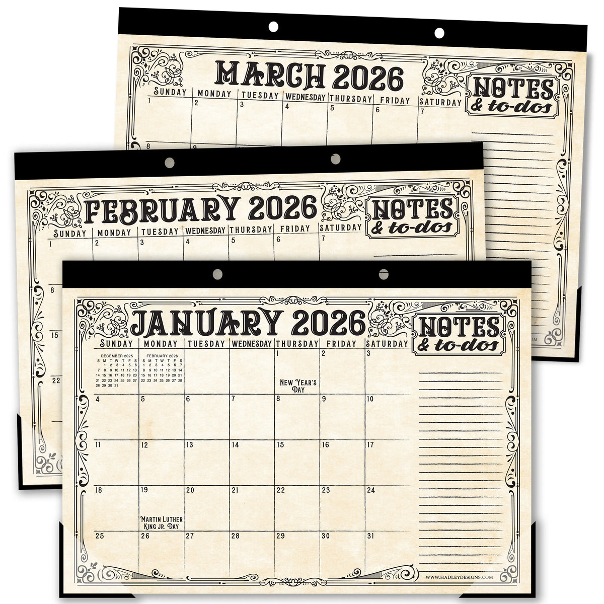 Hadley Designs 2026-2027 18-Month 11x17 in Desk Calendar - Teacher Planner, Office Accessories, Office Stationery, Monthly Grids, 18-Month Layout for Back to School Planning