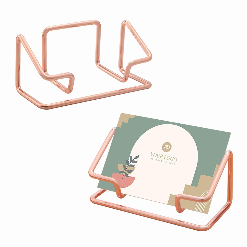 2 Pack Gold Metal Business Card Holder for Desk, Card Stand for Office Home