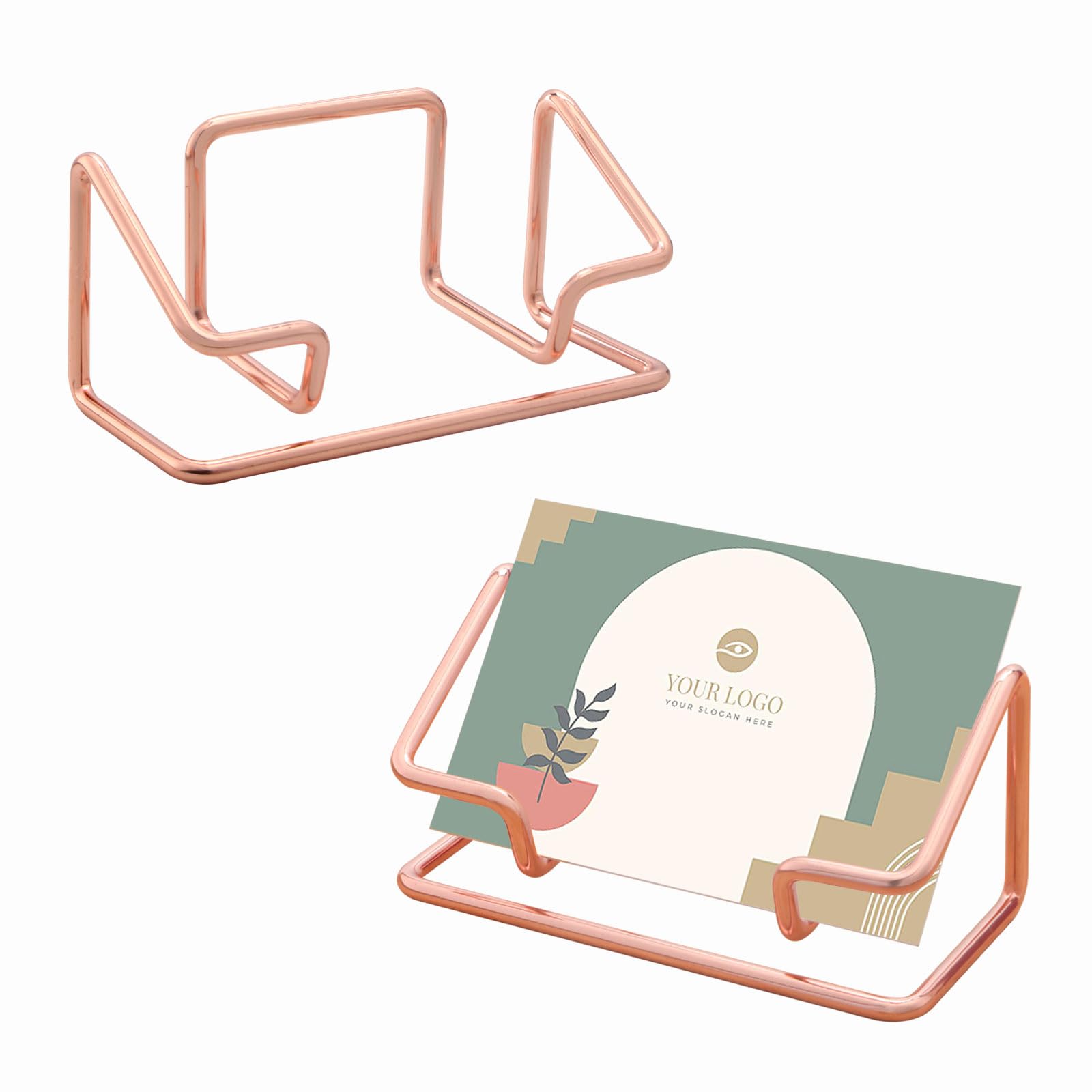 2 Pack Gold Metal Business Card Holder for Desk, Card Stand for Office Home