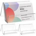 3 Pcs Acrylic Business Card Holder for Desk, Desktop Business Card Stand, Clear Name Cards Display Holder for Exhibition Accessories Home Office, Capacity: 50 Cards