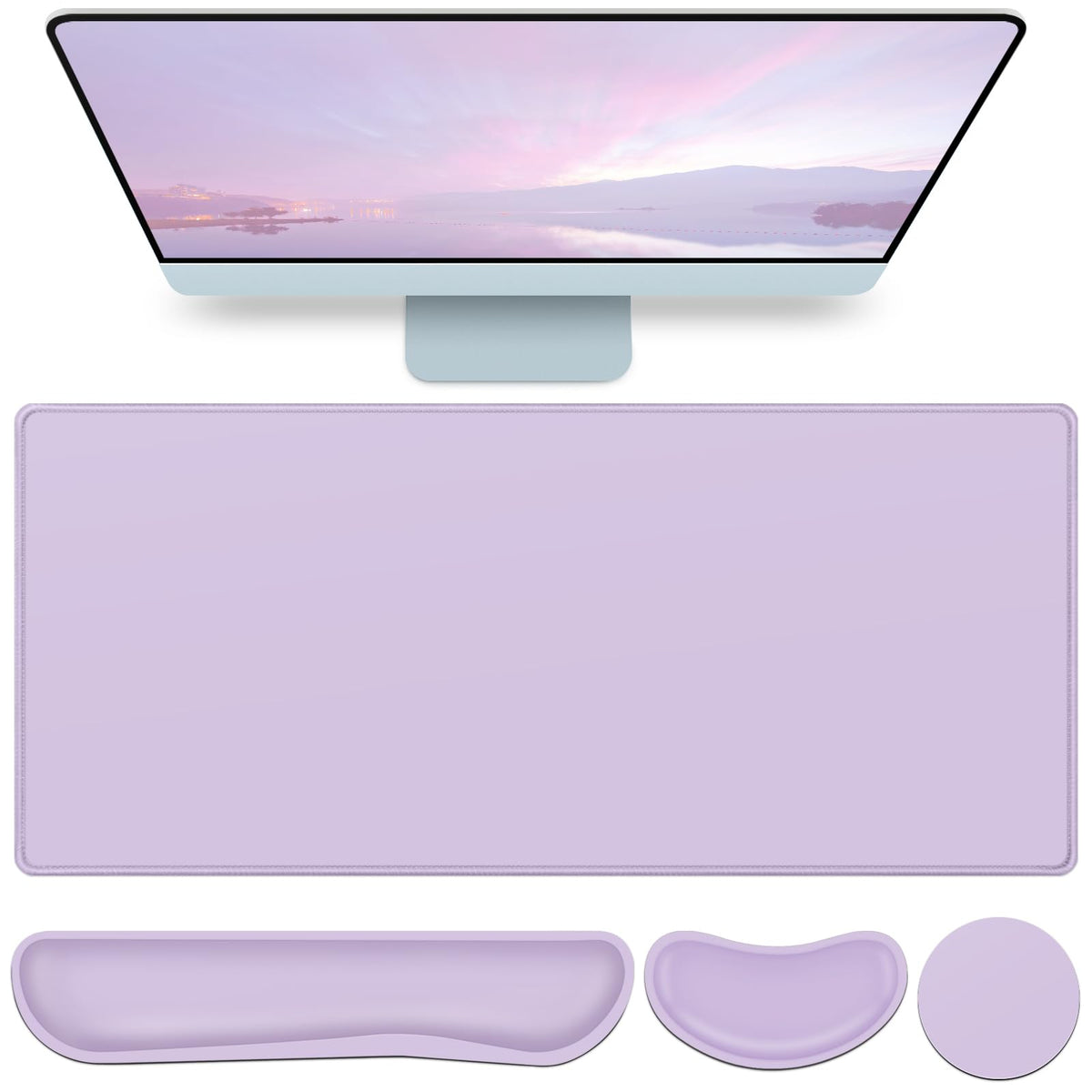 Desk Mat, Large Gaming Mouse Pad with Wrist Rest, 4in1 XXL Mousepad Floral