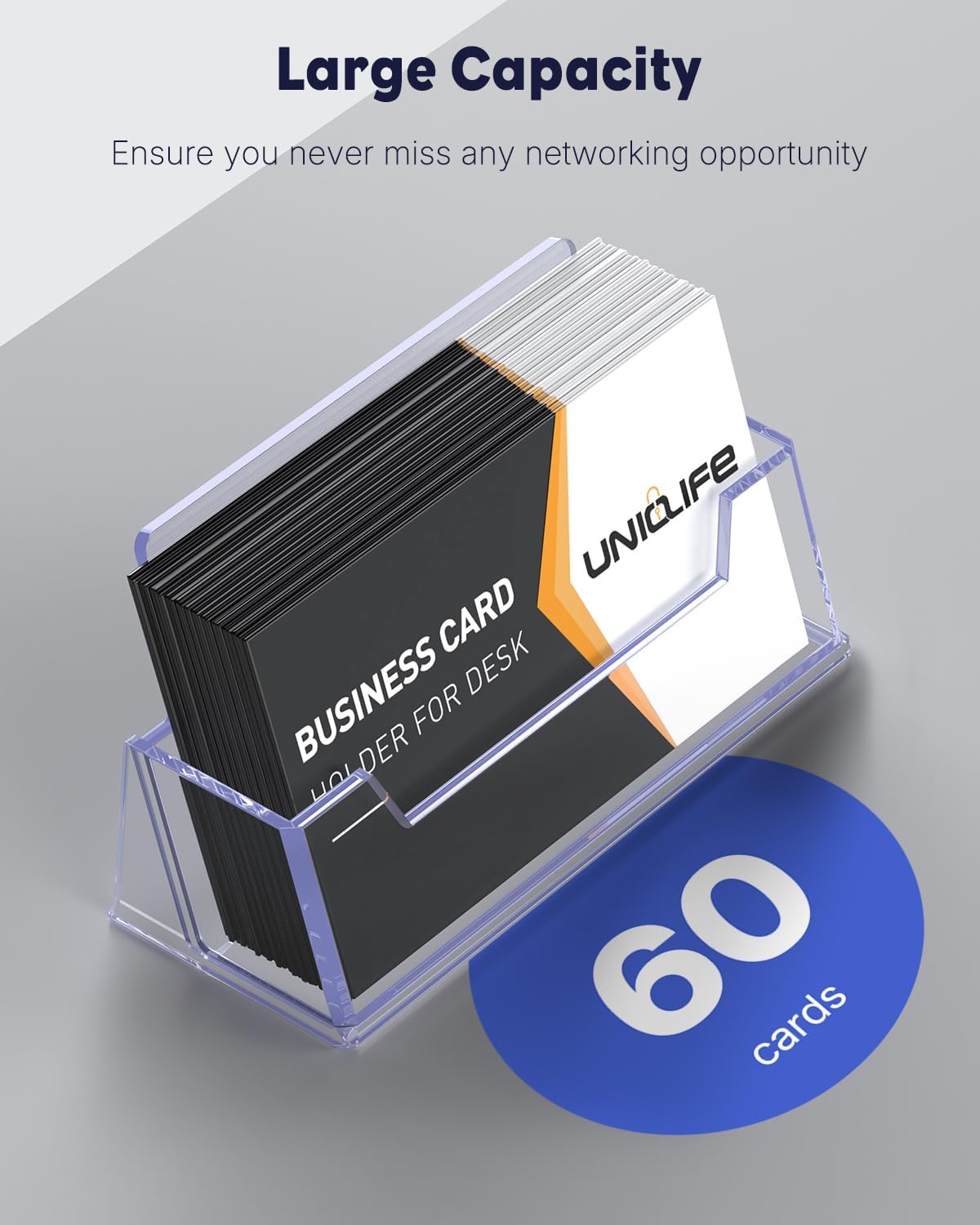 Uniclife 2 Pack Acrylic Business Card Holder for Desk, 60 Card Capacity