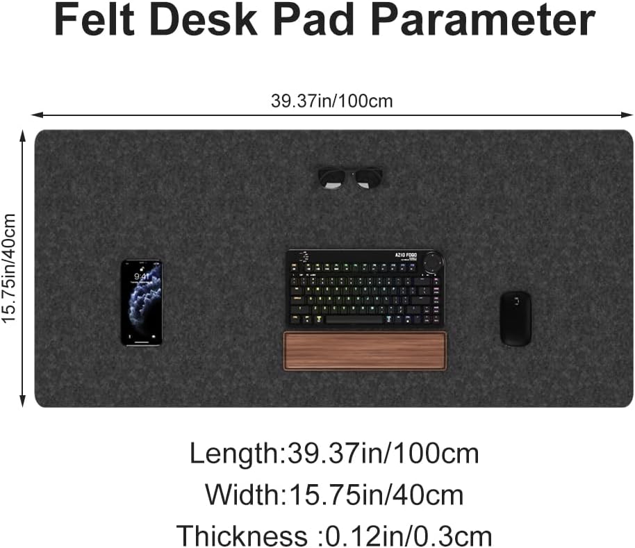 DAWNTREES Large Felt Desk Mat, 40''x16'' Full Keyboard and Mouse Pad