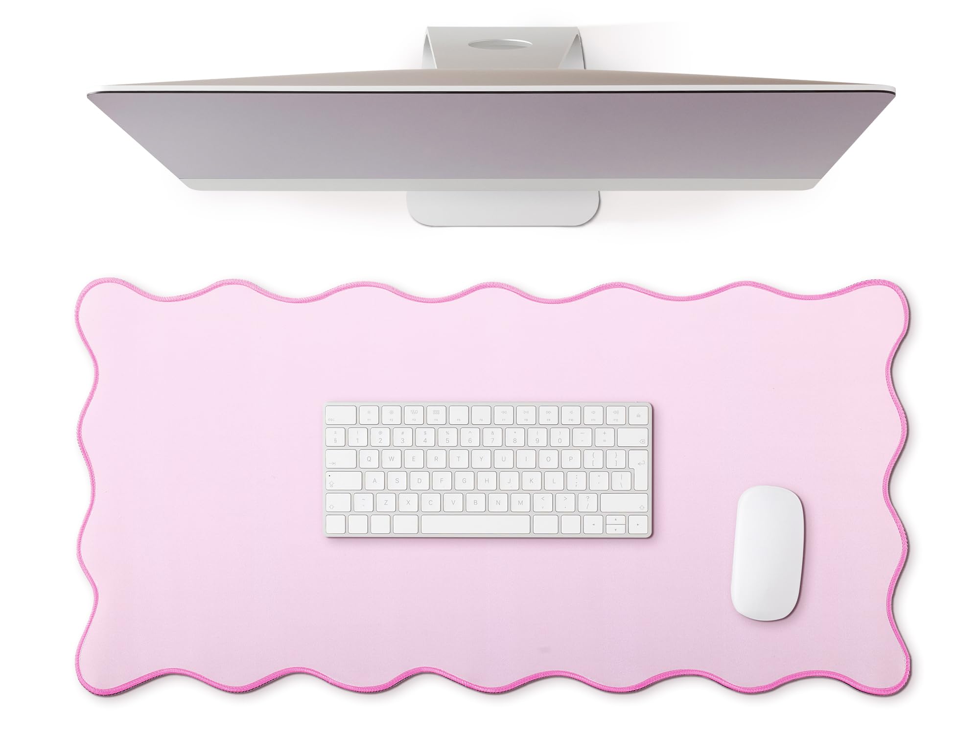 Hahafelt Large Scalloped Desk Mat Pad, Blue, 31.5 x 15.8 Inches