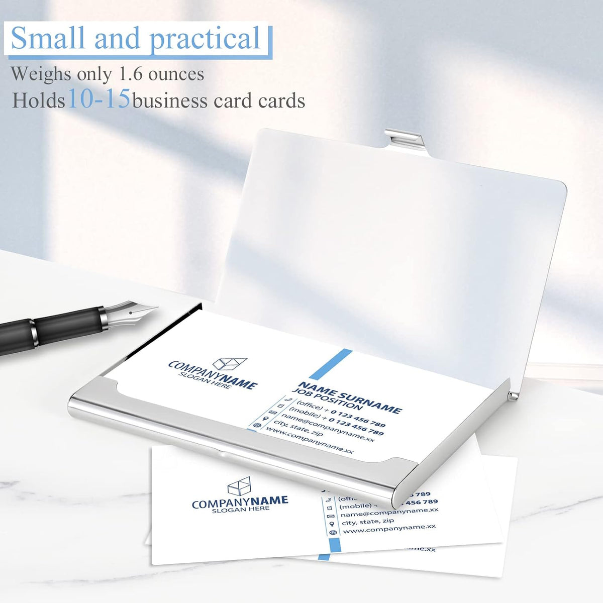 Business Card Holder，Color Printing Men's and Women's Business Card Case，Ultra-thin Metal Business Card Organizer，Carry-on Pocket Wallet Business Card Holder,Pink letters