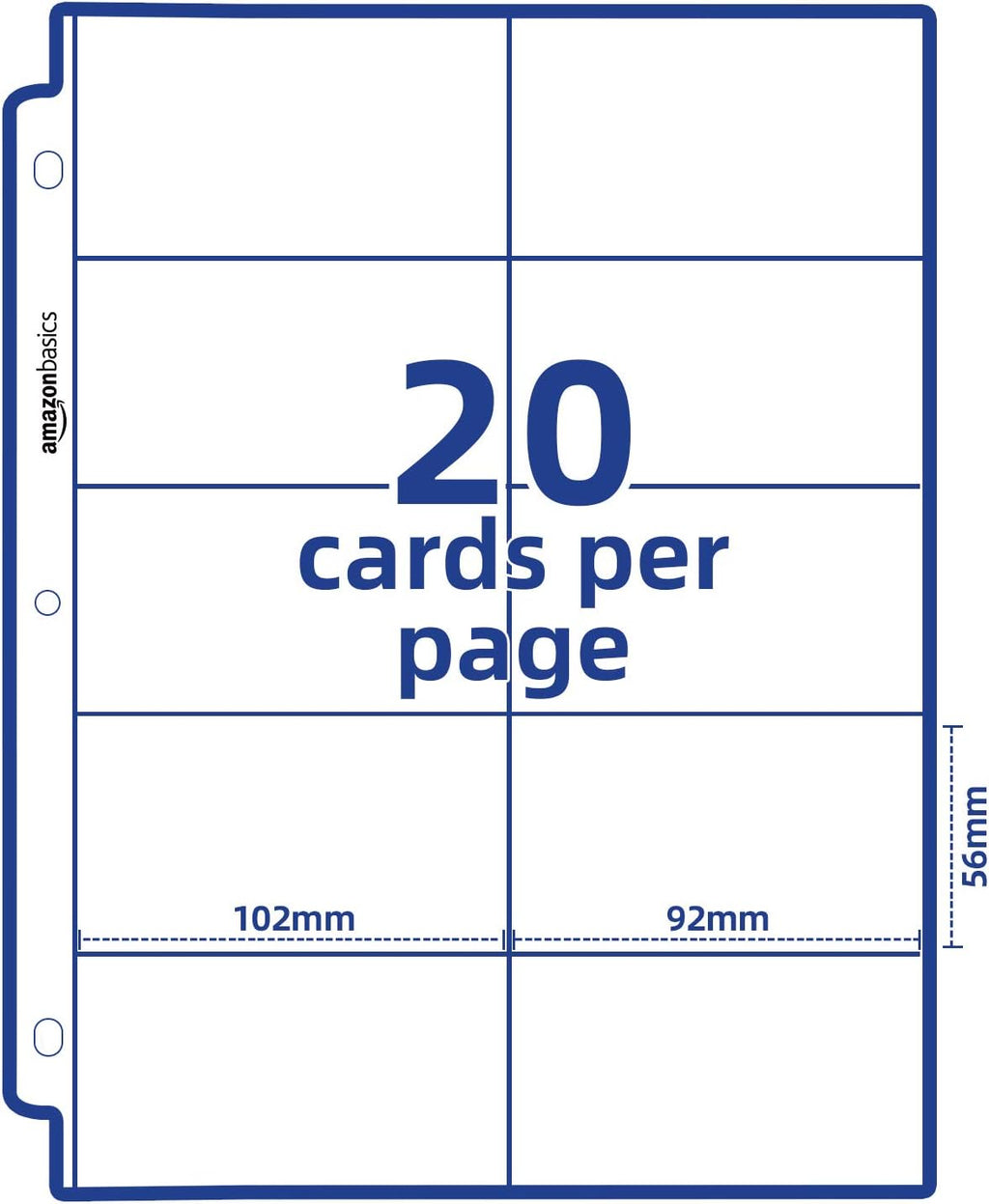 Amazon Basics Plastic Business Card Organizer Sleeves for 3-Ring Binder, Transparent Card Holder, 8.5 x 11 inches, 25-Pack