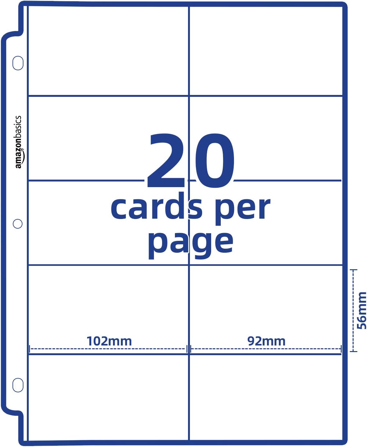 Amazon Basics Plastic Business Card Organizer Sleeves for 3-Ring Binder, Transparent Card Holder, 8.5 x 11 inches, 25-Pack