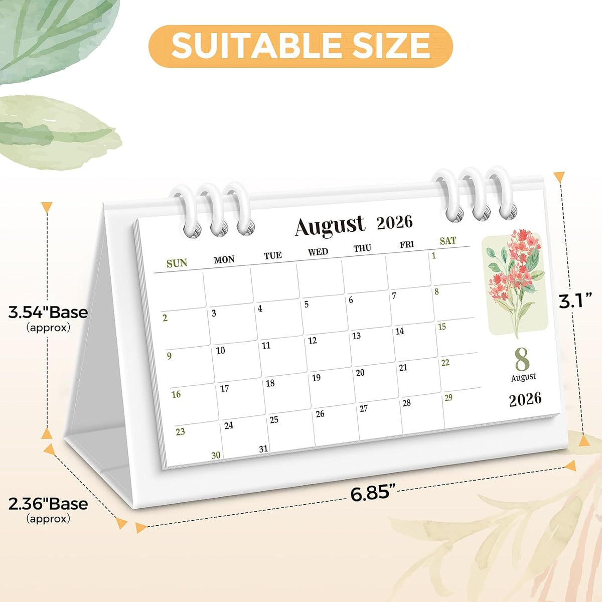 KONVINIT Small Desk Calendar 2026-2027, Pink Desk Calendar 2026 - Runs From January 2026 Until December 2027, 24 Months Desktop Calendar with a Giftable Box for School, Home & Office Supplies