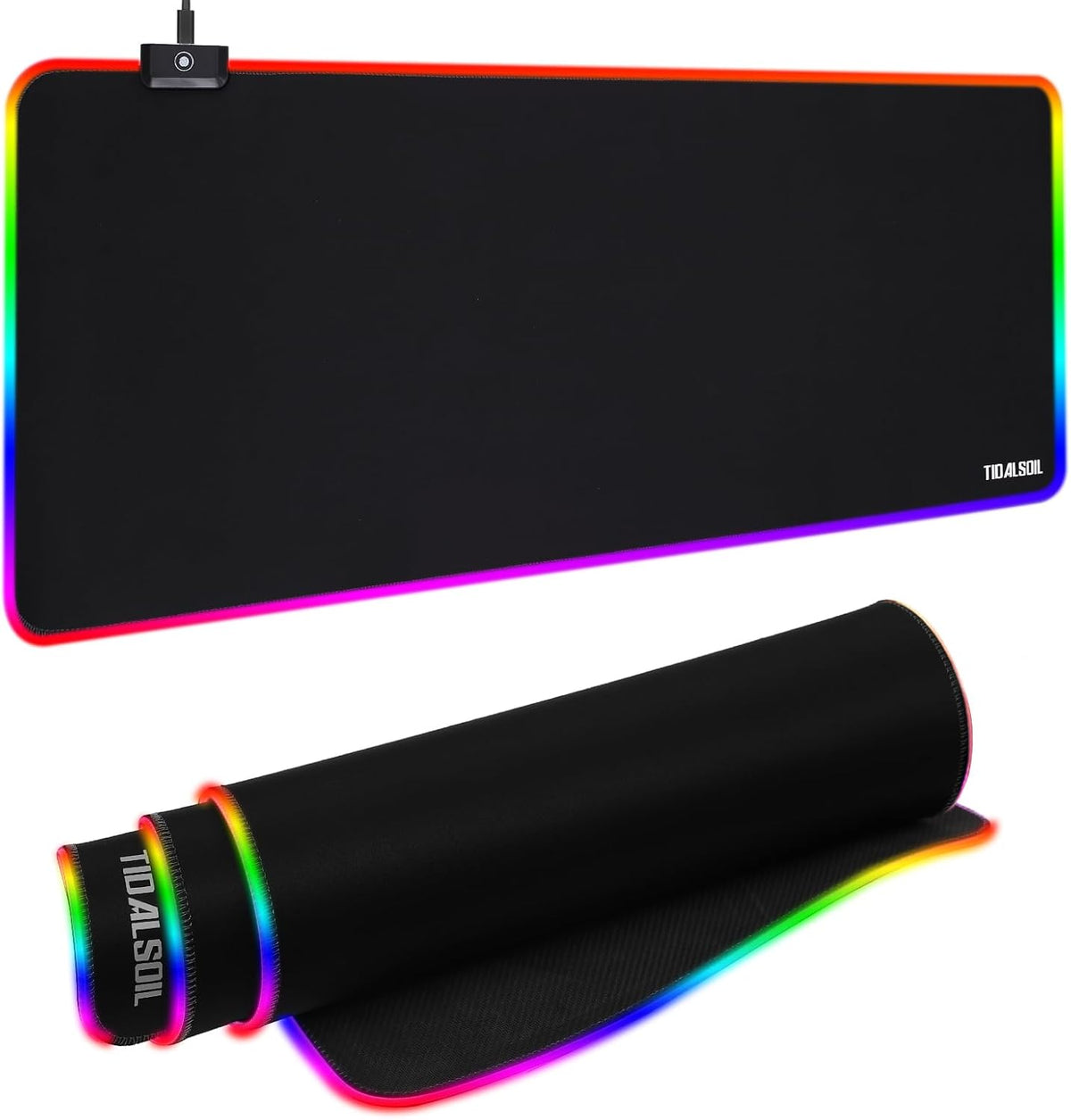 TIDALSOIL RGB Gaming Mouse Pad, 31.5x11.8 in Extended LED Desk Mat, Black