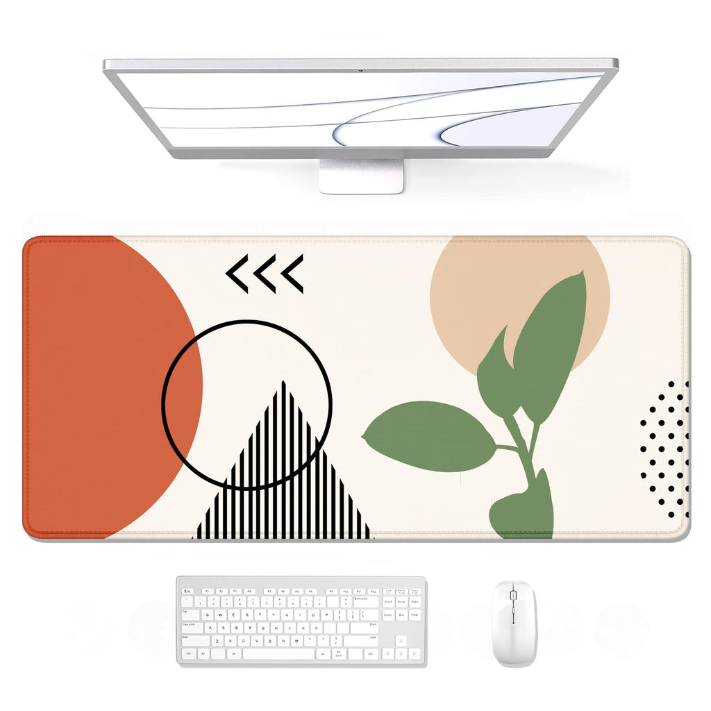 Auhoahsil Desk Mat, Ultra Large Mouse Pad, XXL Gaming Mousepad, Green Tropical Leaves Deskpad, Big Extended Full Size Mouse Pad, Desktop Desk Matt for Keyboard, Laptop & Computer, 35.5 x 15.7 in