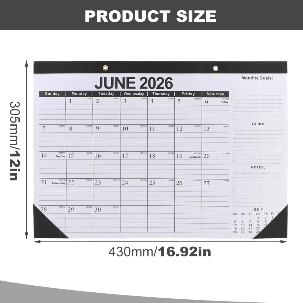 Large Desk Calendar 2026-2027, 17" x 12" Desk Pad Calendar, 19-Month Planner (Jun 2026–Dec 2027), Thick Paper Reduces Ink Bleed-Through, Previous/Next Month Reference, for Home Office School
