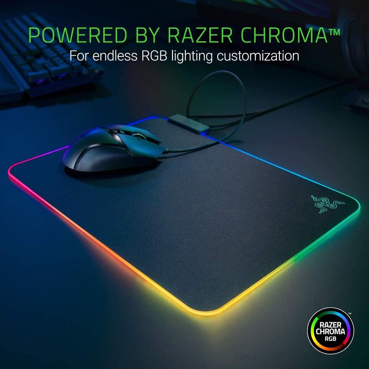 Razer Firefly Hard V2 RGB Gaming Mousepad, Customizable Chroma Lighting