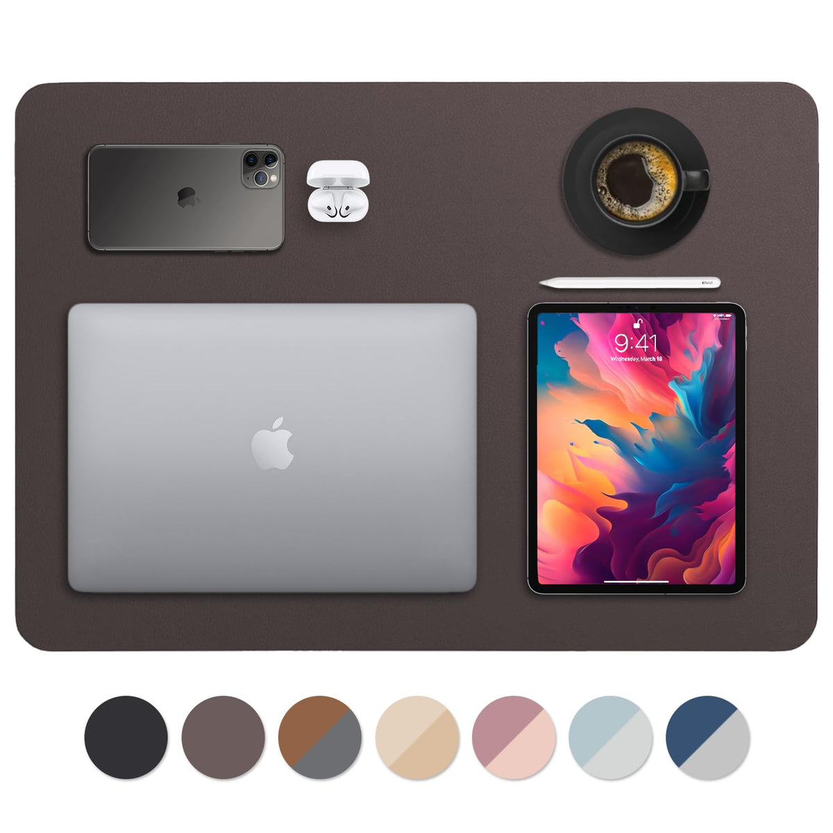 Vine Creations Leather Desk Mat 24" x 17", Desk Protector, PU Leather Desk Pad, Small Desk Pad Mat, Desk Blotter, Desk Pads on Top of Desks, Small Desk Mat for Home or Office (Black)