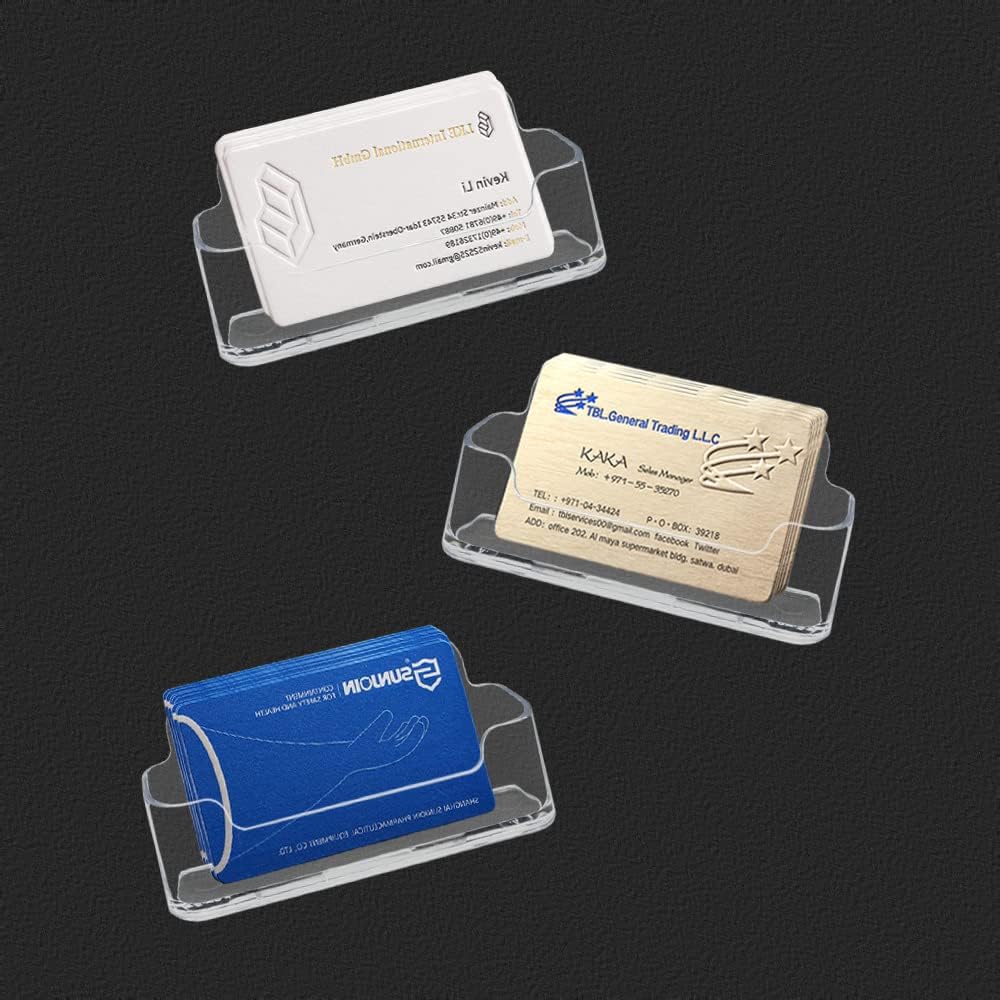HSYMQ 8 Pack Acrylic Business Card Holder for Desk, Clear Plastic Business Cards Display Holders Stand, Fits 30-50 Business Cards