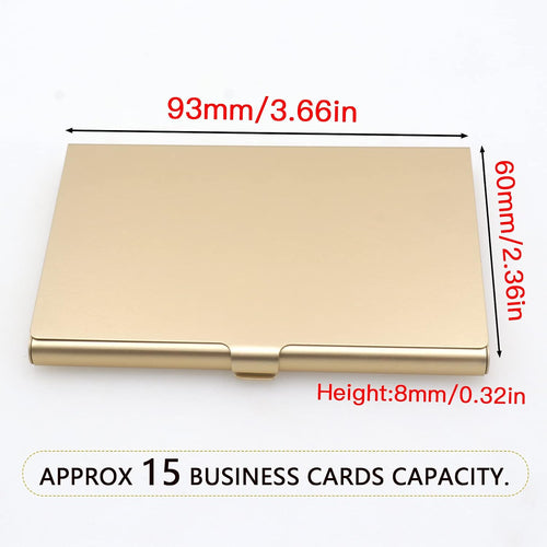 2-Pack Gold Aluminum Business Card Holder Slim Flip Pocket Case