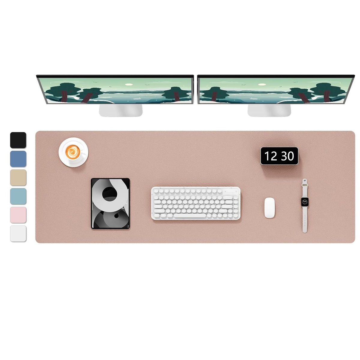 Hsurbtra Desk Pad, 30" x 14" PU Leather Desk Mat, XL Extended Mouse Pad, Waterproof Desktop Blotter Protector, Non-Slip Ultra Thin Large Laptop Keyboard Writing Mat for Office Home, Pink