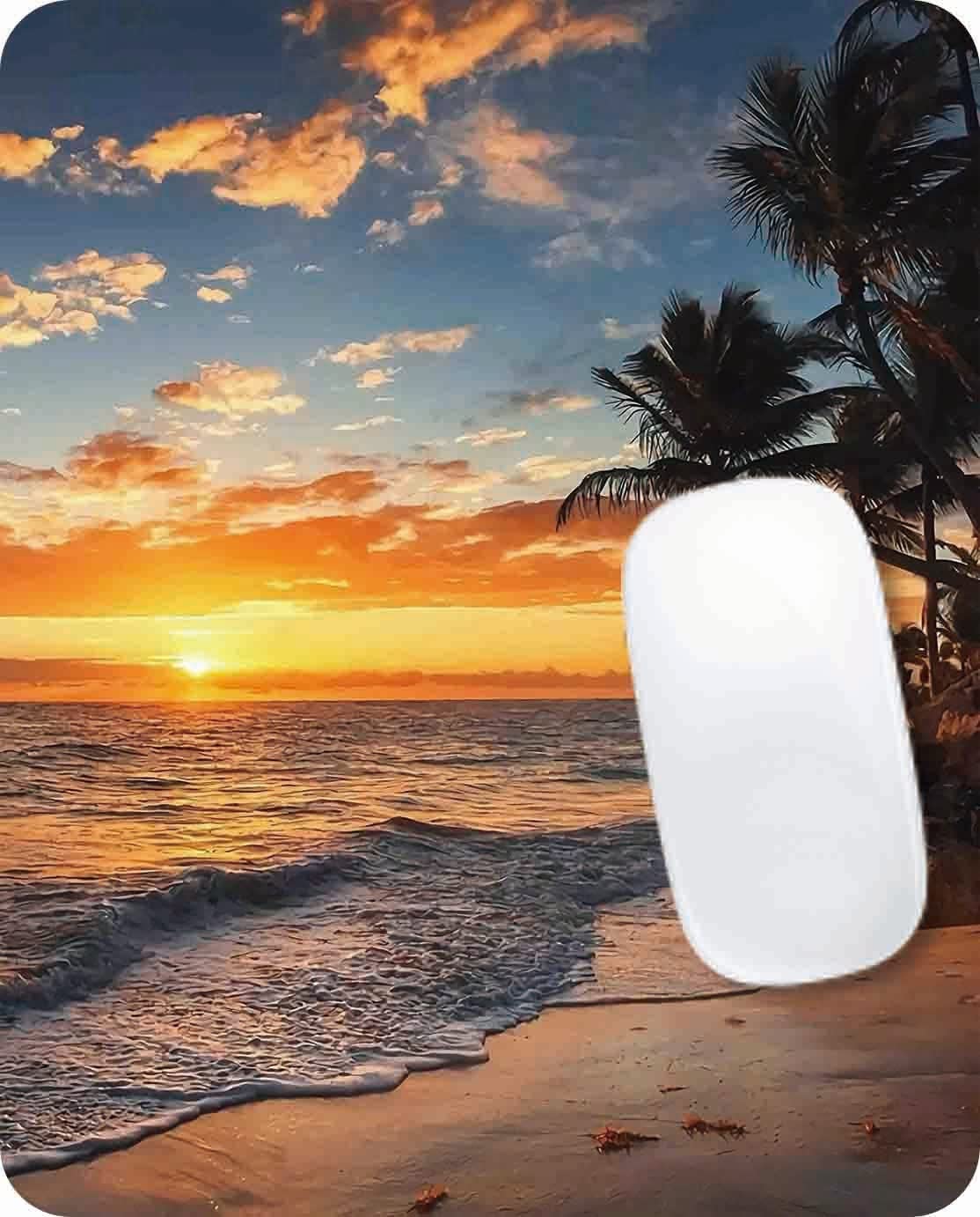 Beach Sunset Mouse Pad,Cute Mouse pad,Custom Small Mouse Pads with Designs,Portable Office Non-Slip Rubber Base Wireless Mouse Pad for Laptop