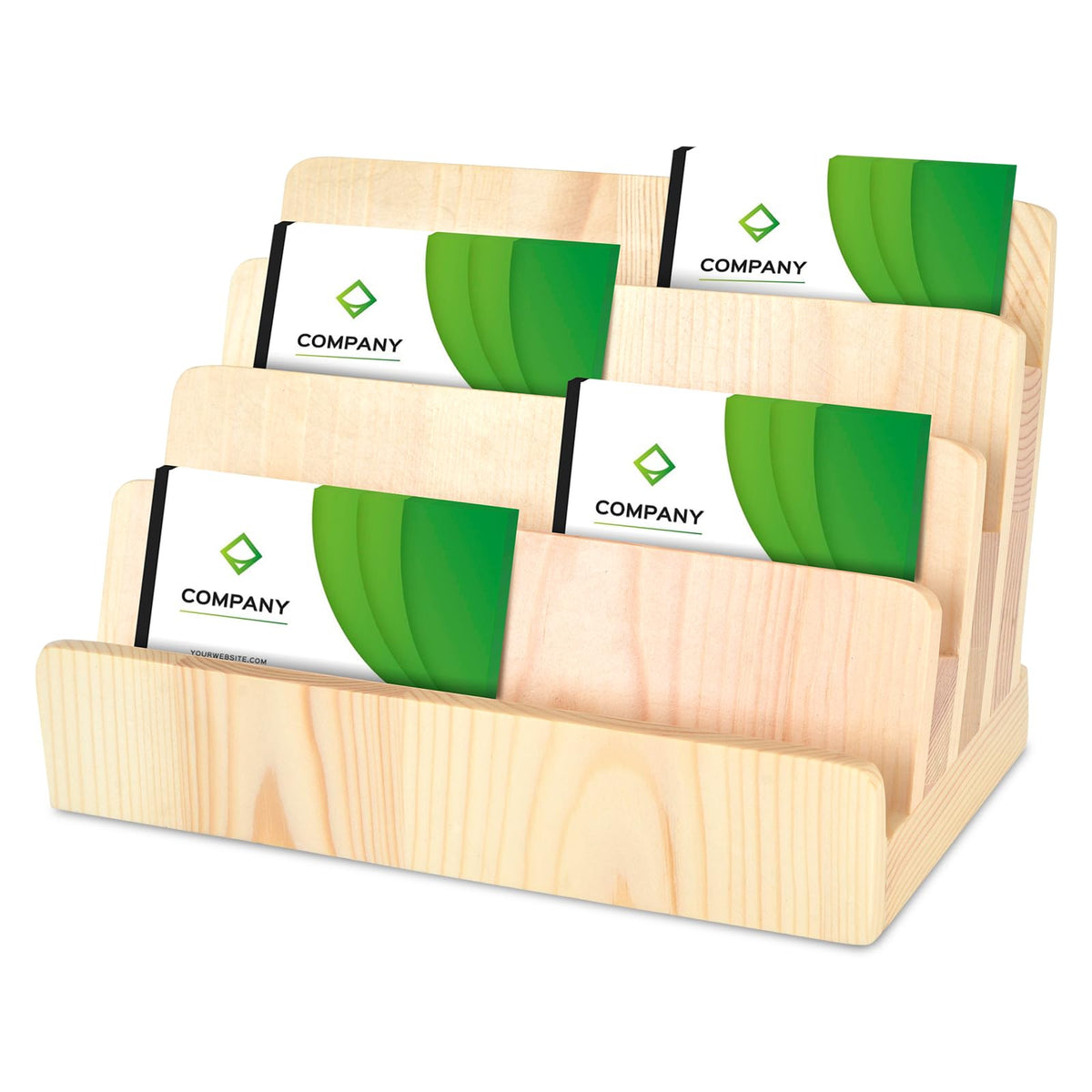 Acacia Wood Business Card Holder 4 Tier Multiple Business Card Display Stands Desktop Business Card Organizer 4 Slots Gift Card Rack Index Card Storage for Office Exhibition Meeting Home Men Women