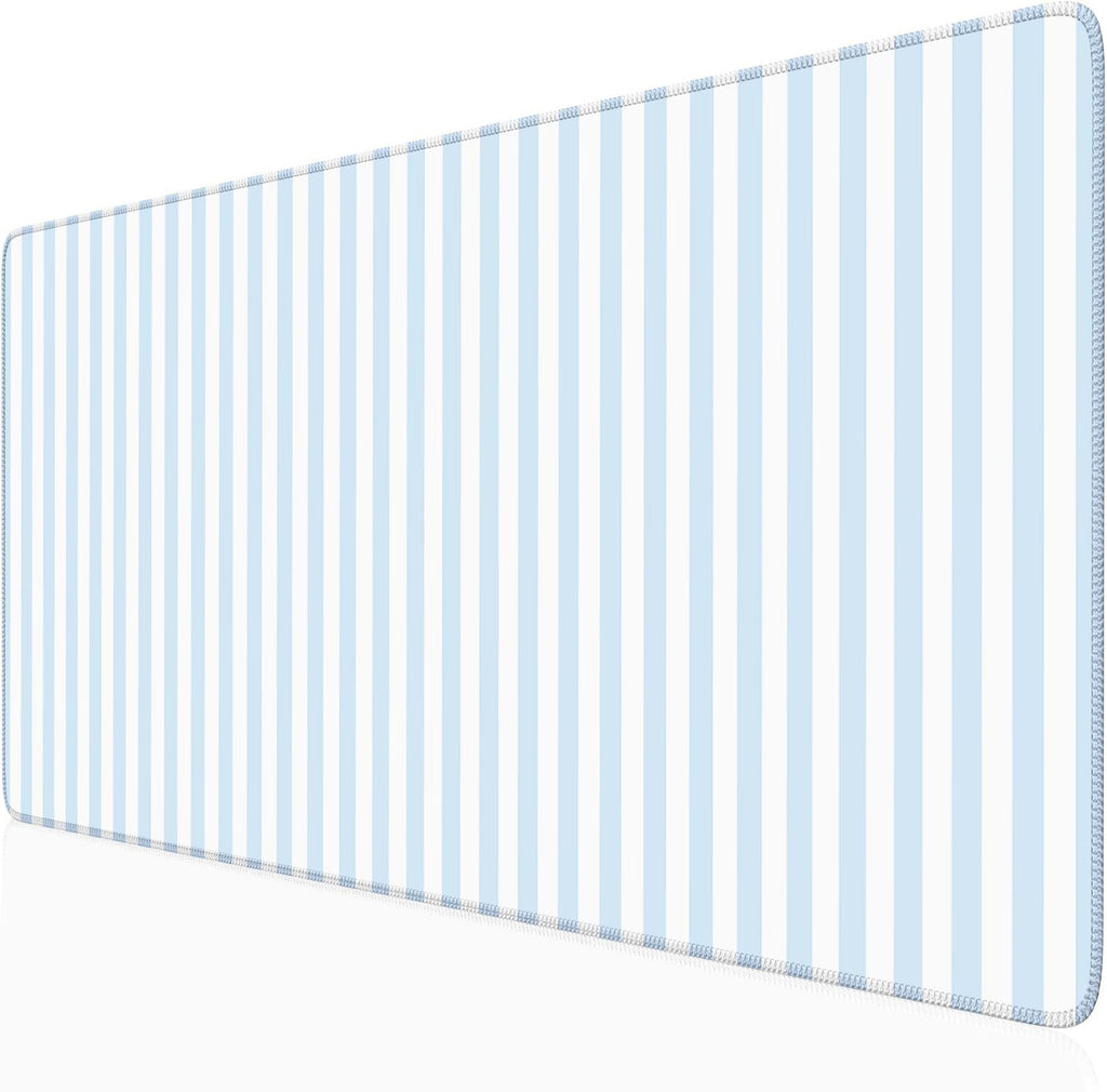 Light Pink Striped Desk Mat Cute Pastel XXL Large Gaming Mouse Pad Desk Pad Kawaii Cozy Aesthetic Keyboard Laptop Computer Mat Home Office Decor for Women