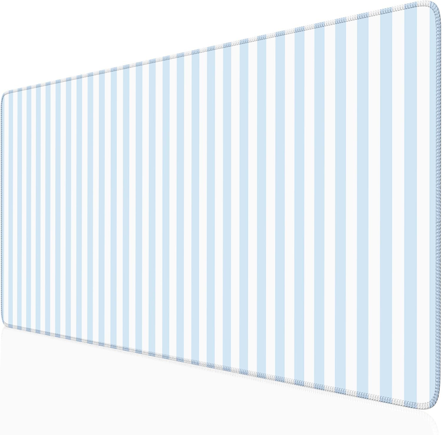 Light Pink Striped Desk Mat Cute Pastel XXL Large Gaming Mouse Pad Desk Pad Kawaii Cozy Aesthetic Keyboard Laptop Computer Mat Home Office Decor for Women