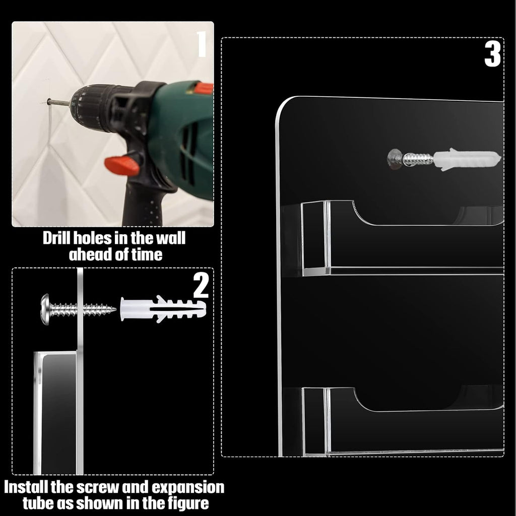 Hillban Acrylic Business Card Holder Wall Mount Office, 8 Pockets