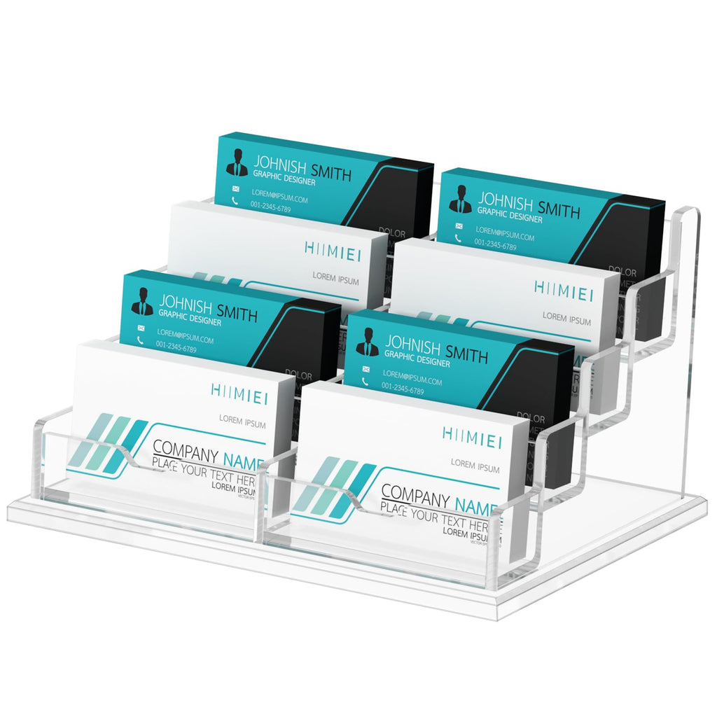 HIIMIEI Acrylic Business Card Display, Multiple Card Holder for Office, Home, Restaurant - 4 Slot 4 Tier