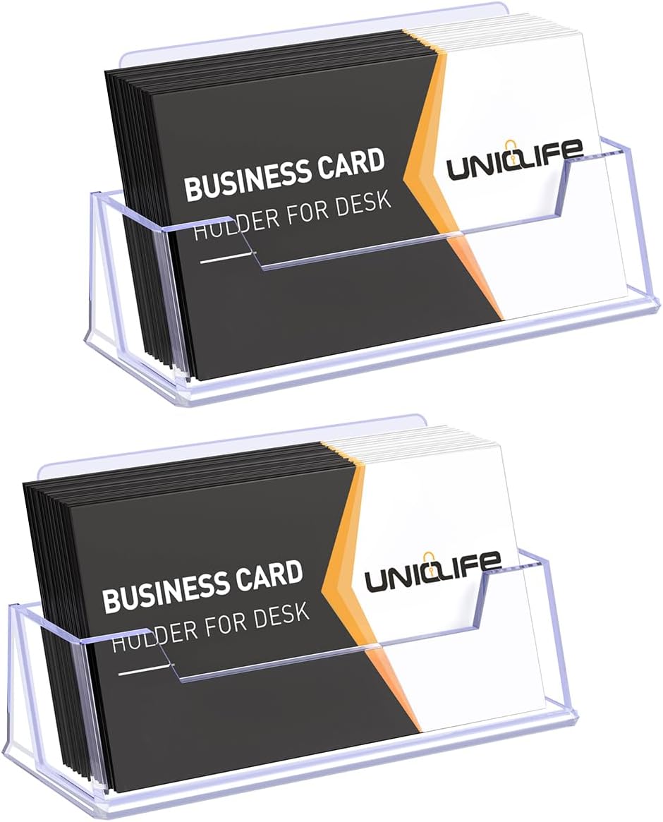 Uniclife 2 Pack Acrylic Business Card Holder for Desk, 60 Card Capacity