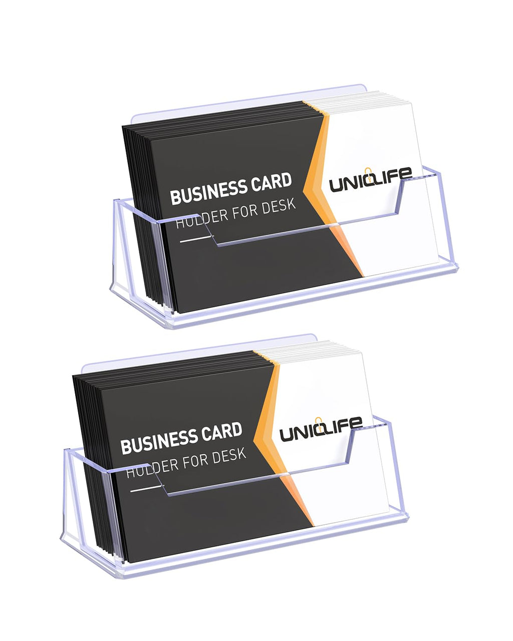 Uniclife 2 Pack Acrylic Business Card Holder for Desk, 120 Card Capacity