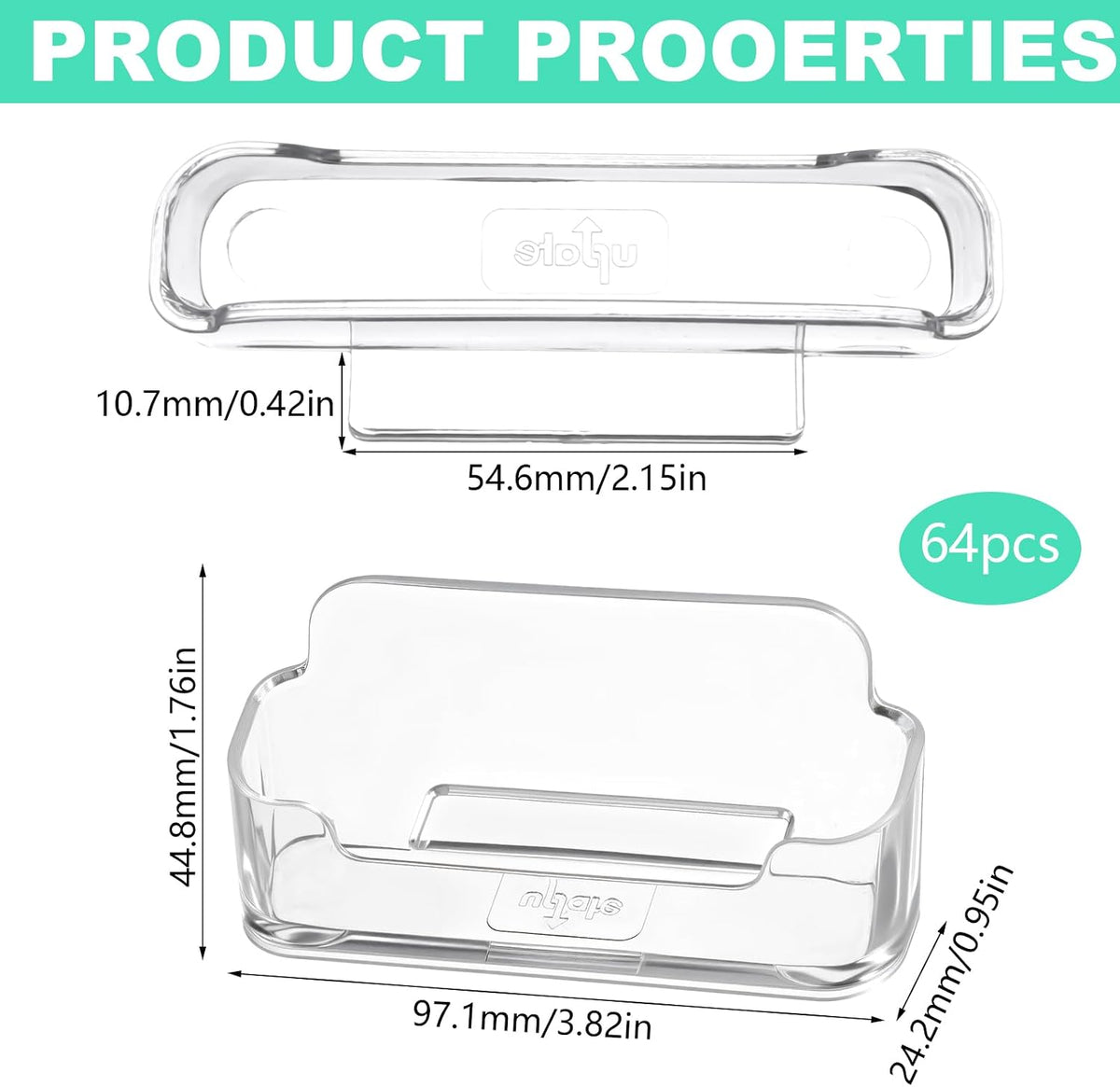 64 Pack Business Card Holder for Desk,Desktop Style Business Card Holders,Acrylic Holder Stand Clear Postcard Display for Home Office Desk Table