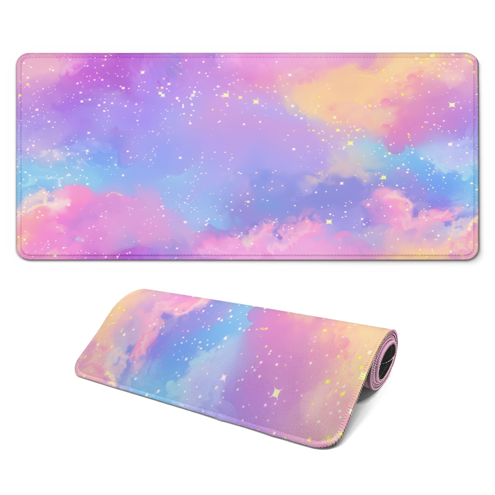 Gaming Mouse Pad, Large 31.5 x 11.8 inches Mousepad, Long Keyboard Pad, Cute Mouse Mat for Computer with Stitched Edges and Non-Slip Base (Wildflower)