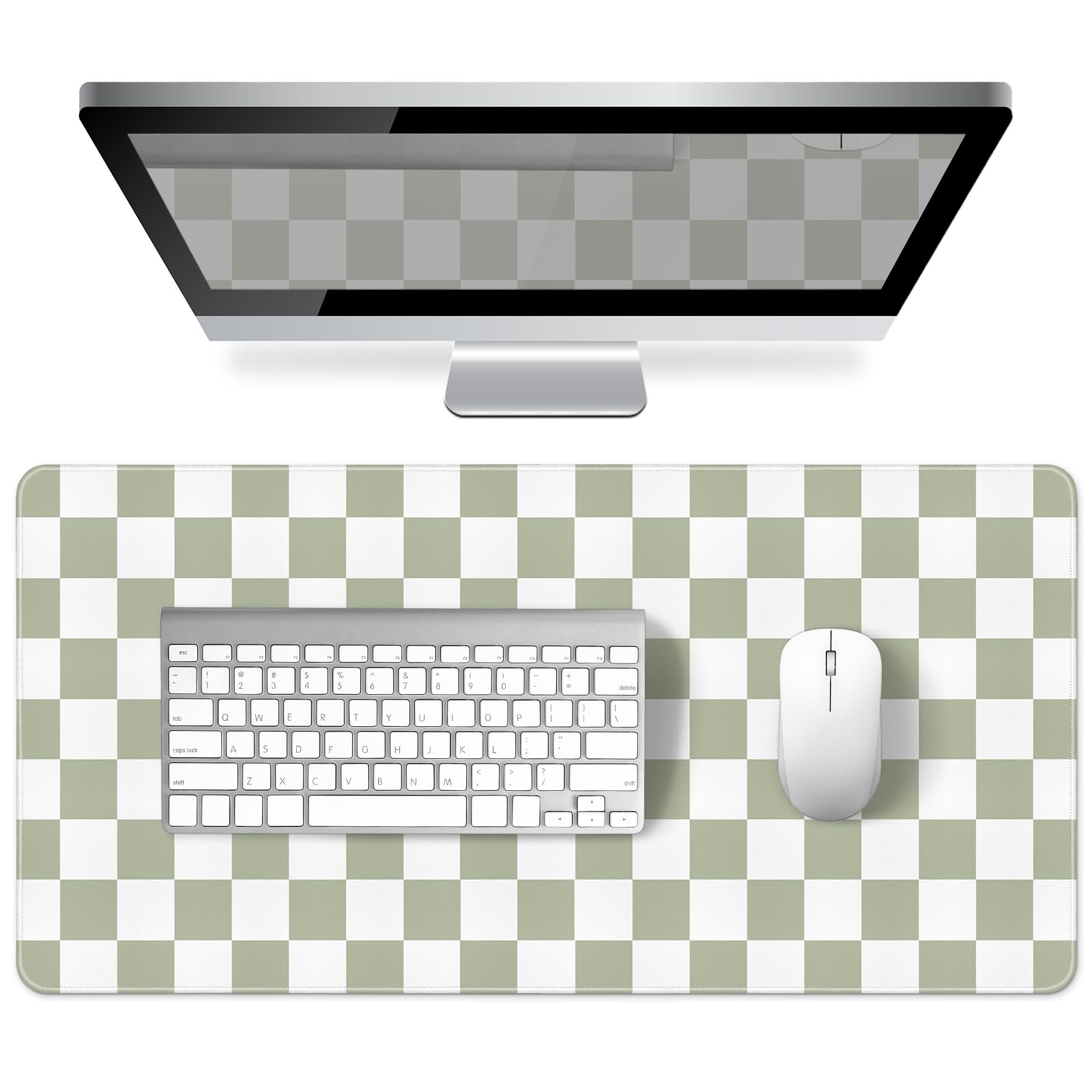Green Striped Desk Mat Large Mouse Pad Cute Desk Pad Keyboard Computer Mat