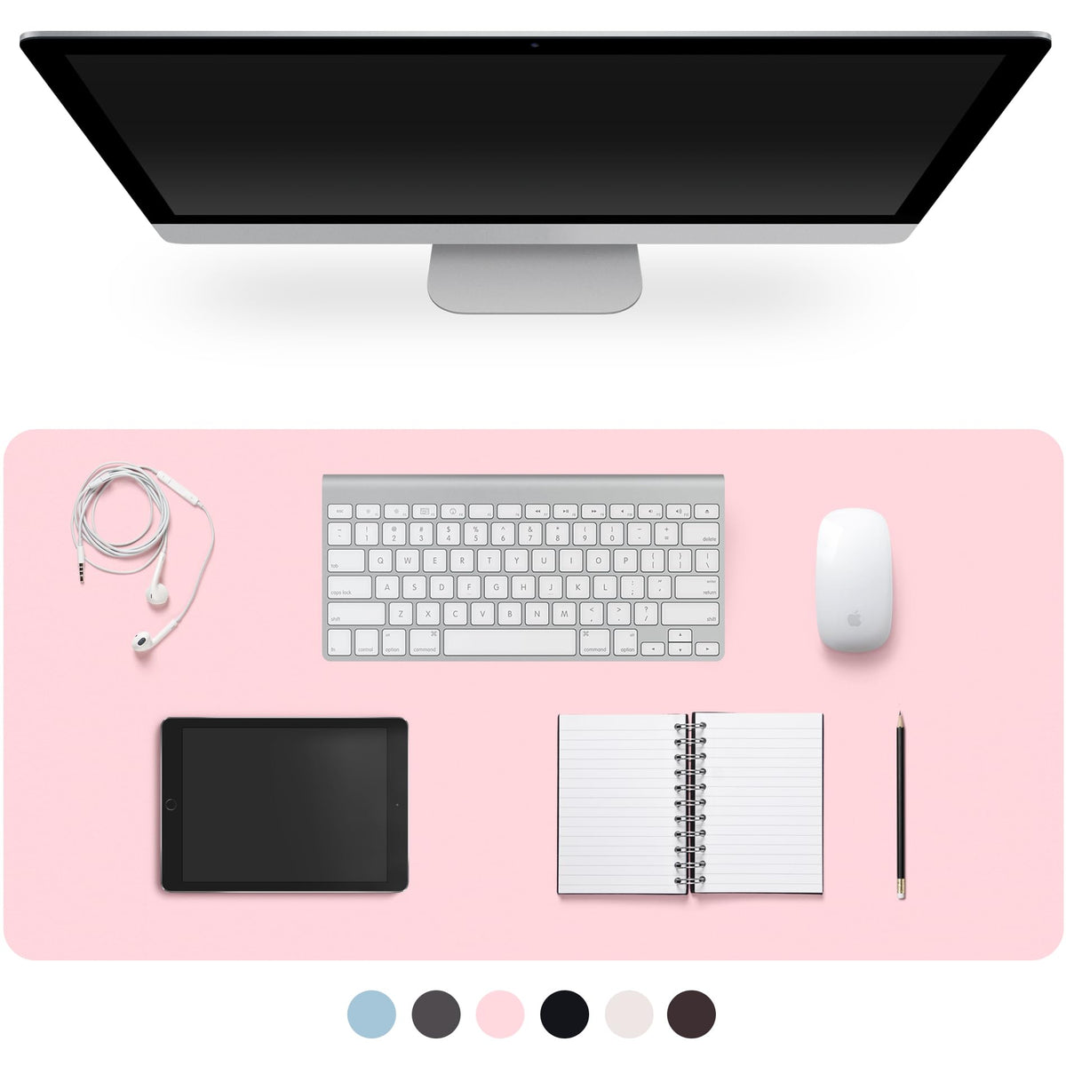 Leather Desk Pad Protector,Non-Slip Desk Pad(Black, 23.6" x 13.7")