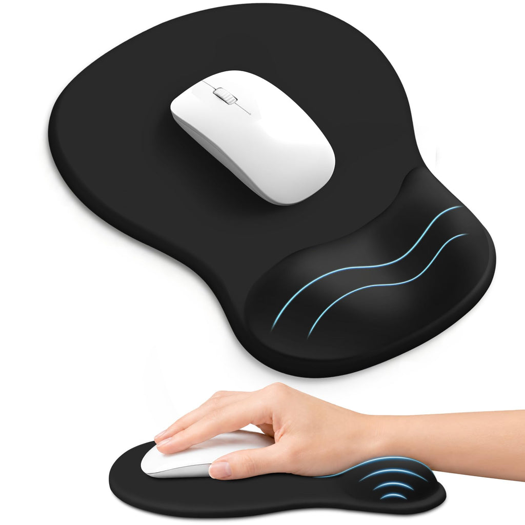 Ergonomic Mouse Pad with Wrist Rest, Gel Wrist Support, Black