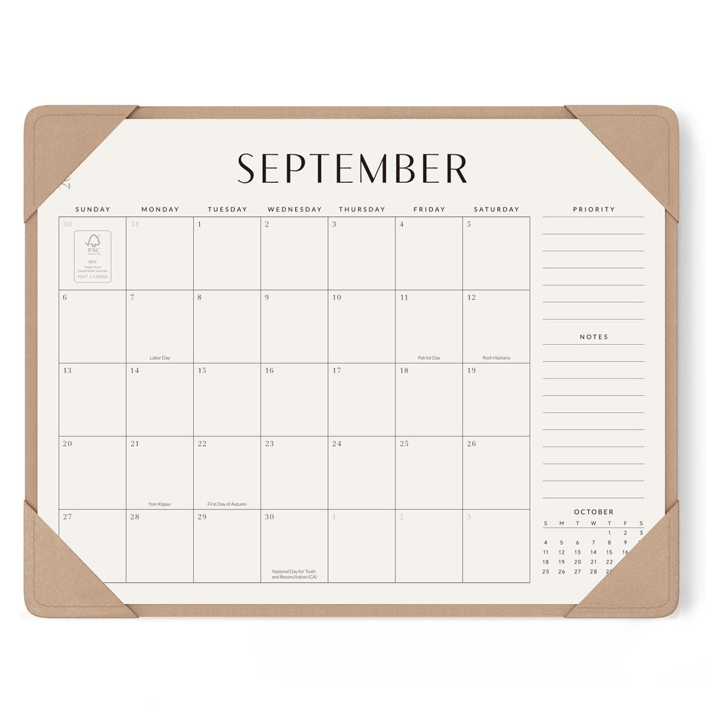 Jotsome Desk Calendar 2026-2027 with Protective Mat 14"x10.5"