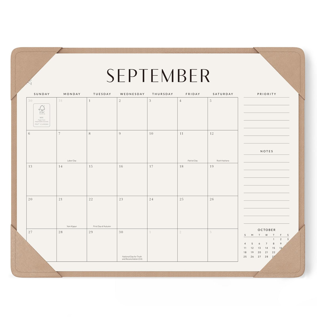 Jotsome Desk Calendar 2026-2027 with Protective Mat 14"x10.5"