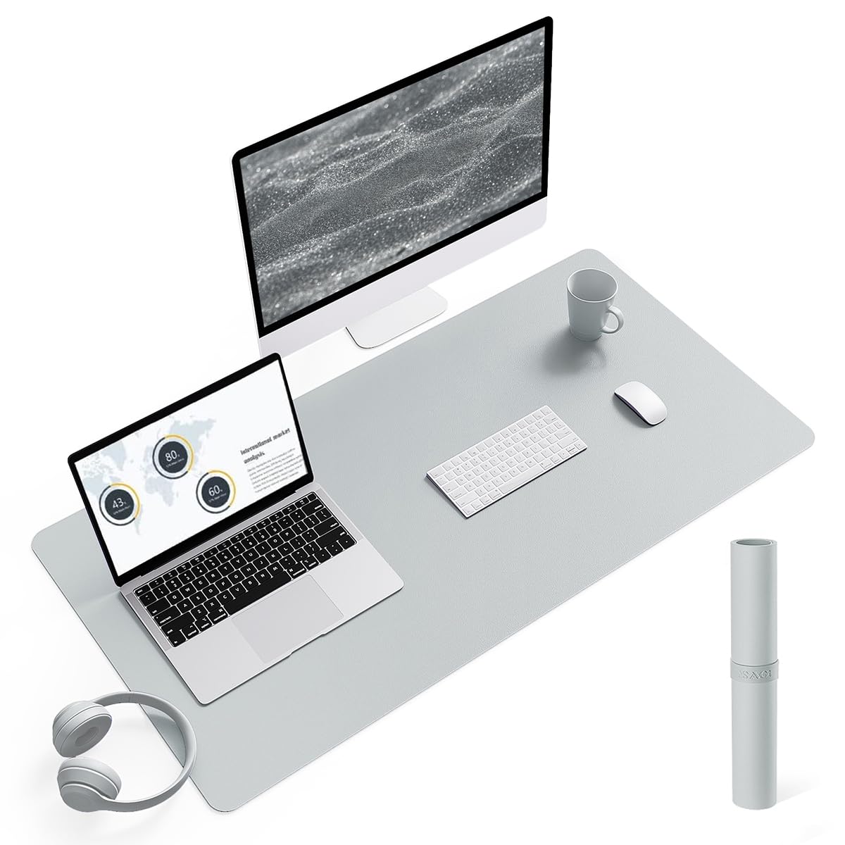 YSAGi Non-Slip Leather Desk Pad, Waterproof Laptop Computer Desk Keyboard Mat, Table Protector Blotter Mat, Large Mouse Pad for Office/Work/Home/Decor(Olive Green, 31.5" x 15.7")