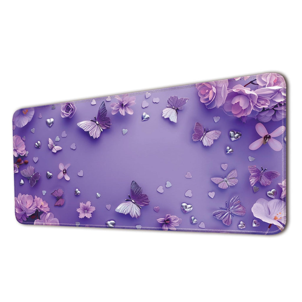 Keyboard Mat, Large Mouse Pad, Purple Butterfly