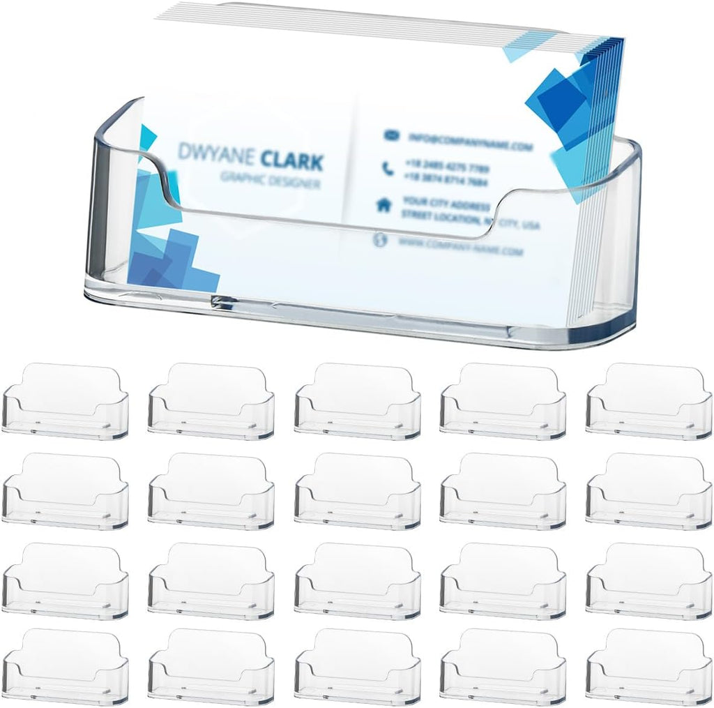 20Pack Acrylic Business Card Holder for Desk, Fits 30-50 Business Cards