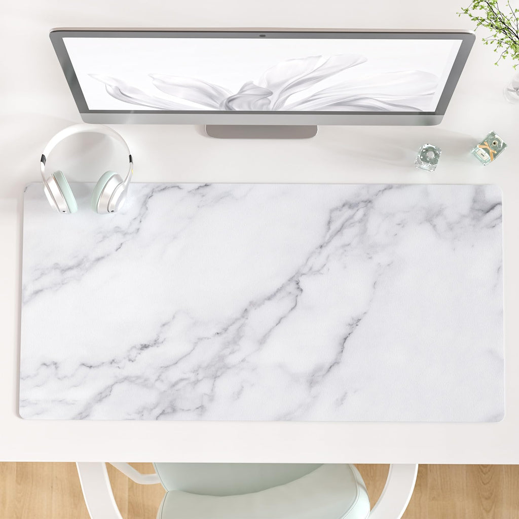 QIYI PU Leather Large Mouse Pad, Waterproof Desk Mat, 31.5" x 15.7", Peony