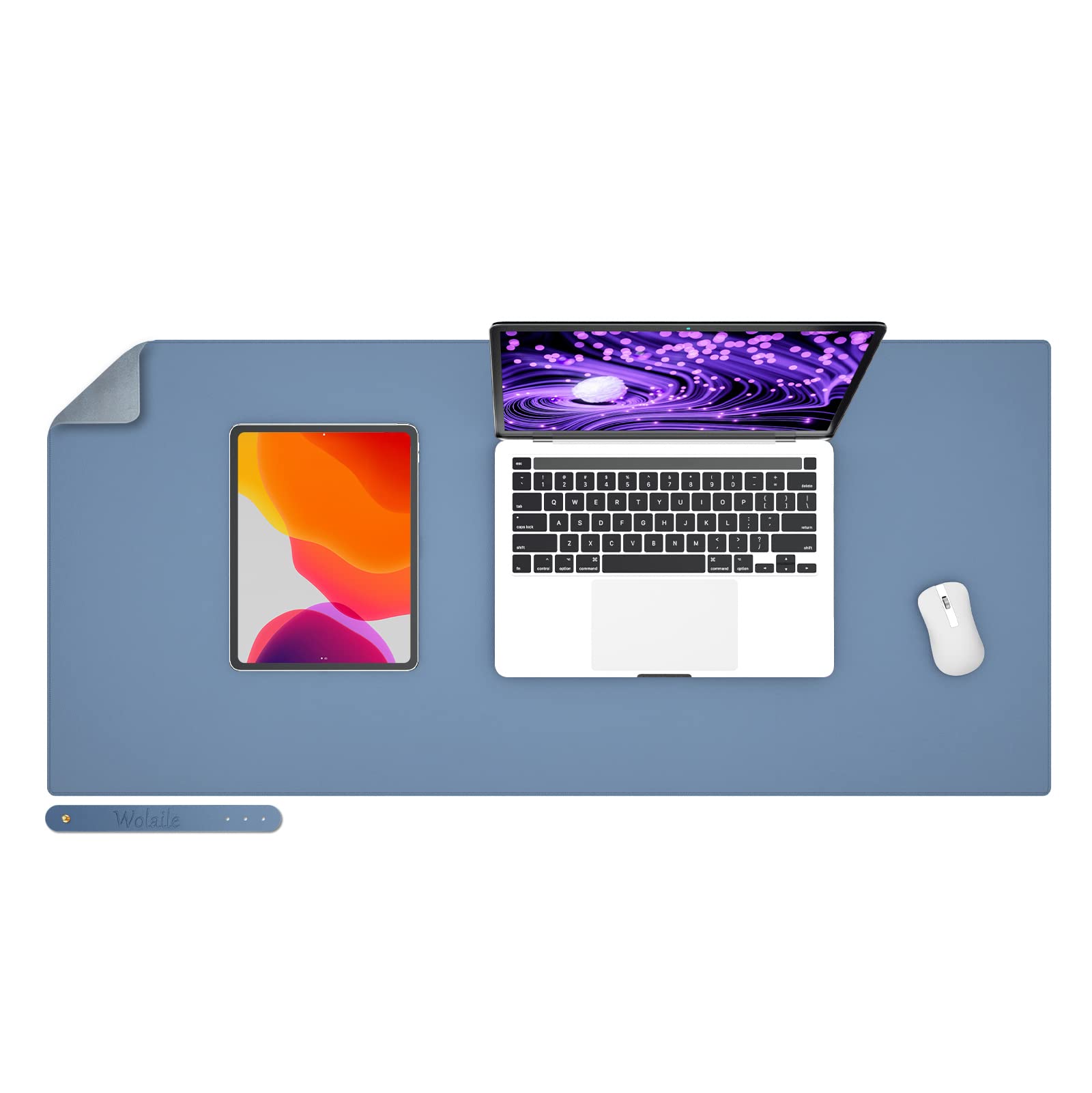 Leather Desk Pad Blotter,Wolaile 36x17 inch Big Keyboard Mouse Pad,Waterproof Non-Slip Writing Desk Computer Mat Desktop Protector for Office Home,Ivory White