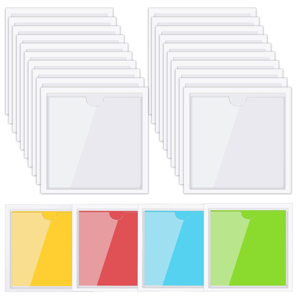 Chinco 30 Pack Self Adhesive Index Card Pockets Top Open,3.7 X 2.3 Inches