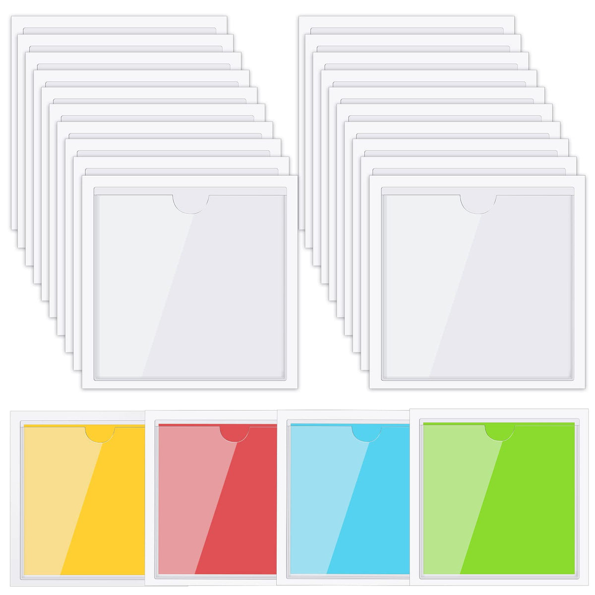 Chinco 30 Pack Self Adhesive Index Card Pockets Top Open,3.7 X 2.3 Inches