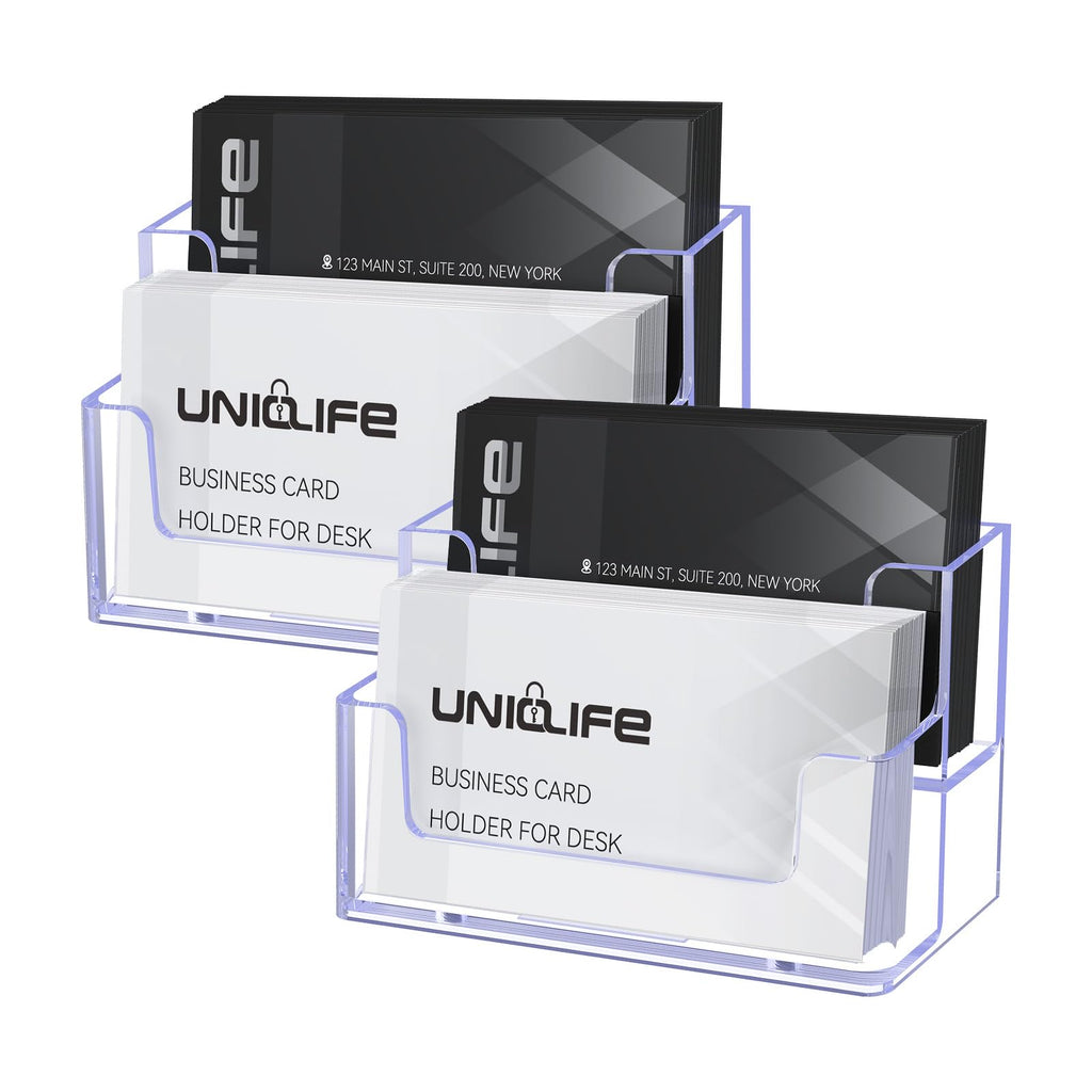 Uniclife 2 Pack Acrylic Business Card Holder for Desk, 120 Card Capacity