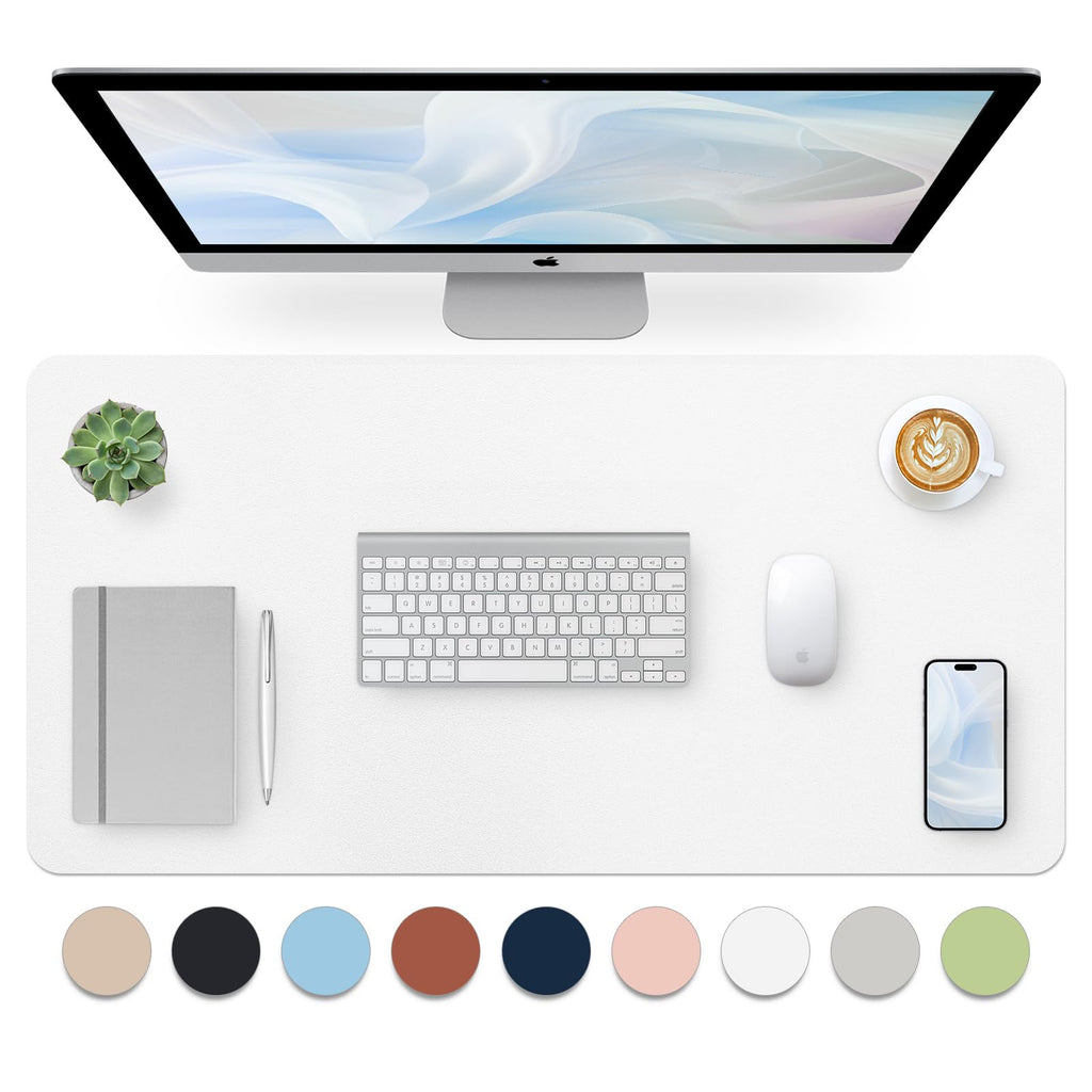 Bloss Leather Desk Pad and Keyboard Wrist Rest, Large Mouse Pad + Keyboard Pad+Mouse Wrist Support, Non-Slip Desk Mat Protector for Office, Home(31.5×15.7 Inches,Beige)