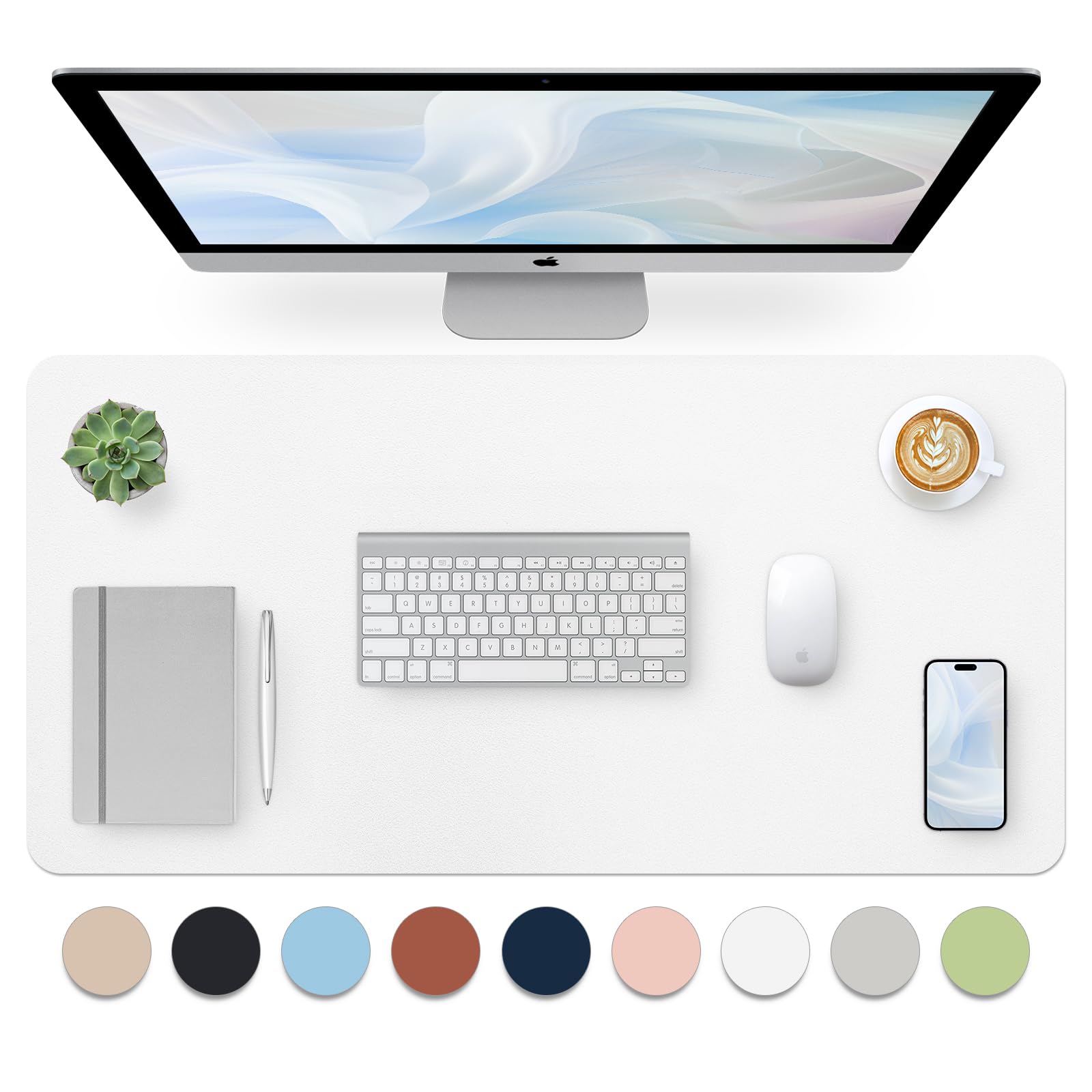 Bloss Leather Desk Pad and Keyboard Wrist Rest, Large Mouse Pad + Keyboard Pad+Mouse Wrist Support, Non-Slip Desk Mat Protector for Office, Home(31.5×15.7 Inches,Beige)